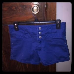 Blue high-waisted shorts